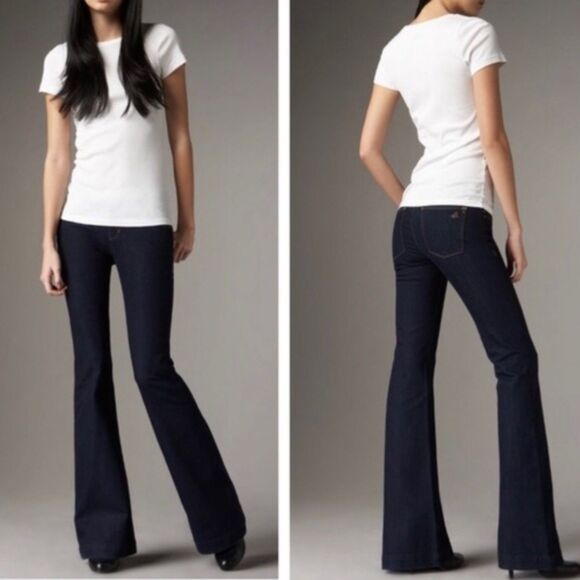 DL1961 Dark Blue Flare & Wide Leg Jeans - Picture 1 of 11